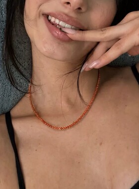 拾年书生天然石南红玛瑙切面项链女橙色串珠链简约百搭高级感