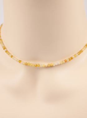 小香风马年磁扣项链天然黄东陵玉珠子磁扣锁骨链国风高级感choker