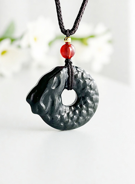 保真正品和田玉小龙平安扣玉坠