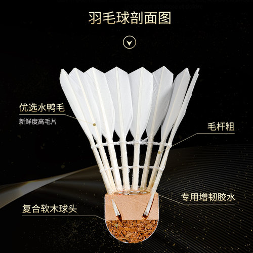 航宇羽毛球金黄1号A级12只装耐打王飞行稳定专业球馆训练比赛用球 - 图1
