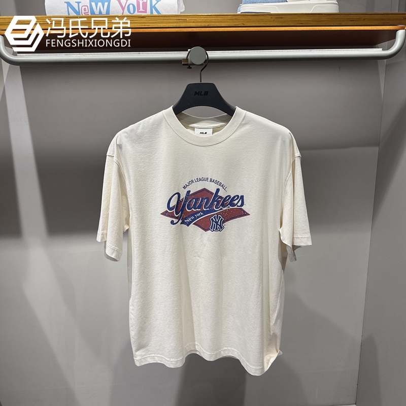 MLB 25年夏季新款男女情侣休闲时尚复古运动圆领短袖T恤3ATSV0753
