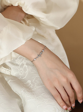 足银999小王子玫瑰花手链女生轻奢小众设计生日礼物送女友手饰品