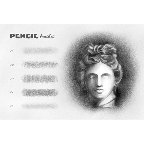 专业铅笔素描PS笔刷素材套装草图起稿速写线描手绘插画软硬笔噪点 - 图3