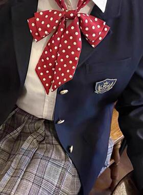 良呔 免打波点直条巾长柄领结JK制服蝴蝶结领花衬衫水手服配饰