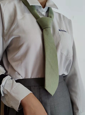 领带女生卡其色领带女士学院风黄色领带衫衣手打7CM复古英伦风