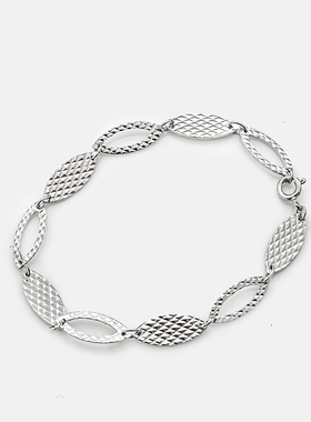 椭圆菱片耀光手链纯银优雅时尚女