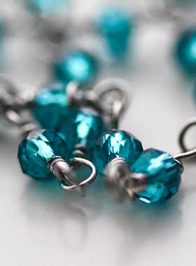 蓝水晶长项链女百搭款925纯银