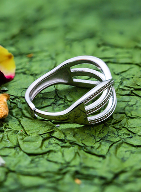 线条女925纯银时尚戒指可调节