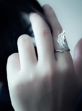 食指戒指纯银个性女开口可调节