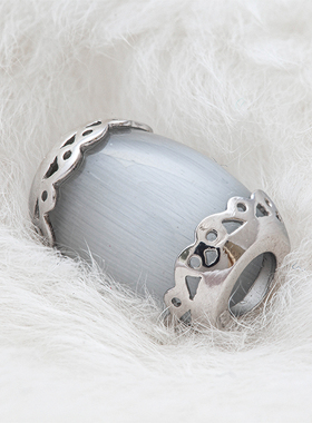 转运珠路路通猫眼纯银白色吊坠女