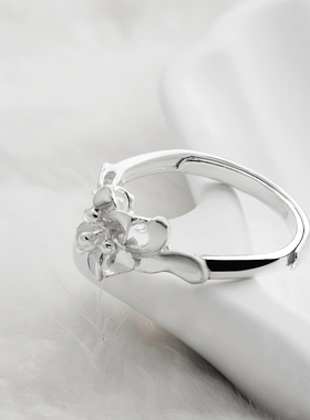 素银古法小花朵990足银戒指