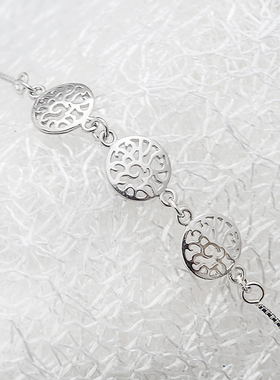 斑驳镂空圆片手链纯银精致气质女