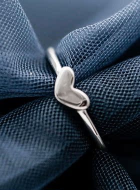 小心形纯银韩版开口小戒指尾戒