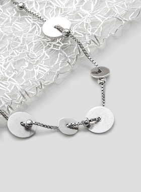 大小圆片ins小众设计纯银手链女