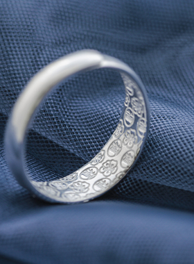 福字戒指999纯银可调节女活口