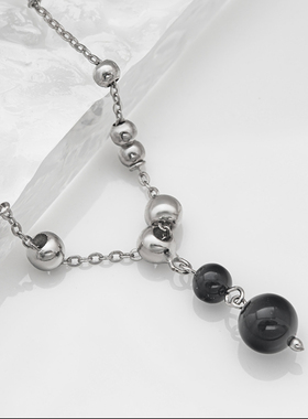 黑玛瑙珠小众设计手链925纯银