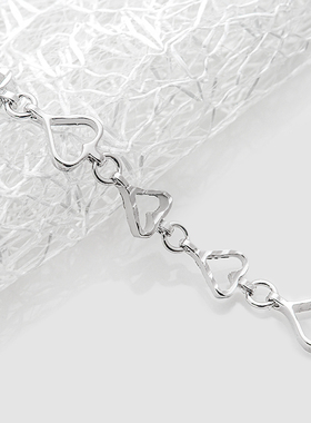 心形条纹镂空设计感纯银手链女