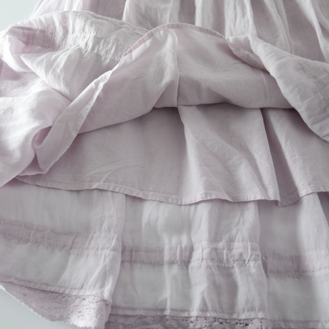 Sweet Mori Girl Lace Trimmed Ramie Versatile Skirt