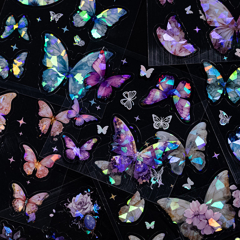 100张花与蝴蝶pet贴纸盒装免裁剪花卉谷美装饰手账diy拼贴小图案,淘宝优惠券,粉丝福利购,淘宝优惠卷