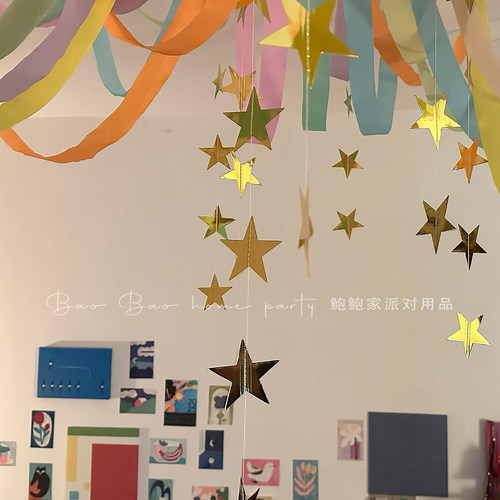 天花板彩色皱烟花纹纸幼儿园年会店铺美陈圣诞节生日背景装饰用品 - 图2