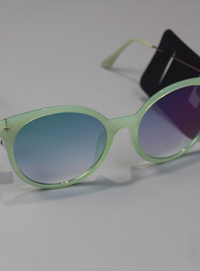 美单跨境女复古大框圆框太阳镜墨镜遮阳镜薄荷绿色金属镀膜玻璃片