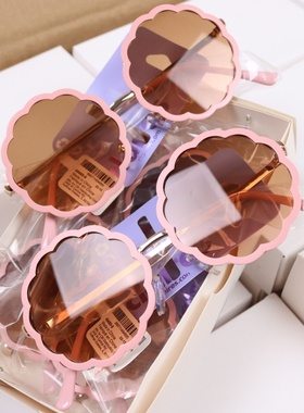 美单儿童女童大童太阳镜墨镜防晒防紫外线眼镜圆框贝壳造型uv400