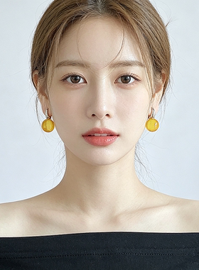 彩色甜美透明水晶玻璃珠圆球耳扣