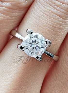 925纯银莫桑石牛头款开口戒指