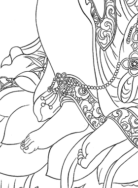 白描底稿工笔观音画像