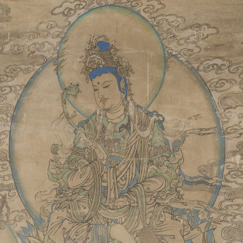 工笔画敦煌壁画文殊普贤佛像人物打印白描底稿高清大图勾线打印稿 - 图3