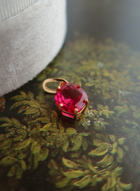 红宝石刚玉吊坠925银镀金开合扣