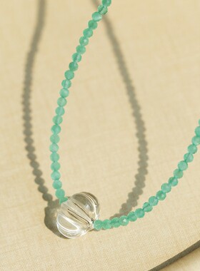 夏日清爽琉璃南瓜珠薄荷绿串珠项链女波西米亚清新串珠锁骨链耳环