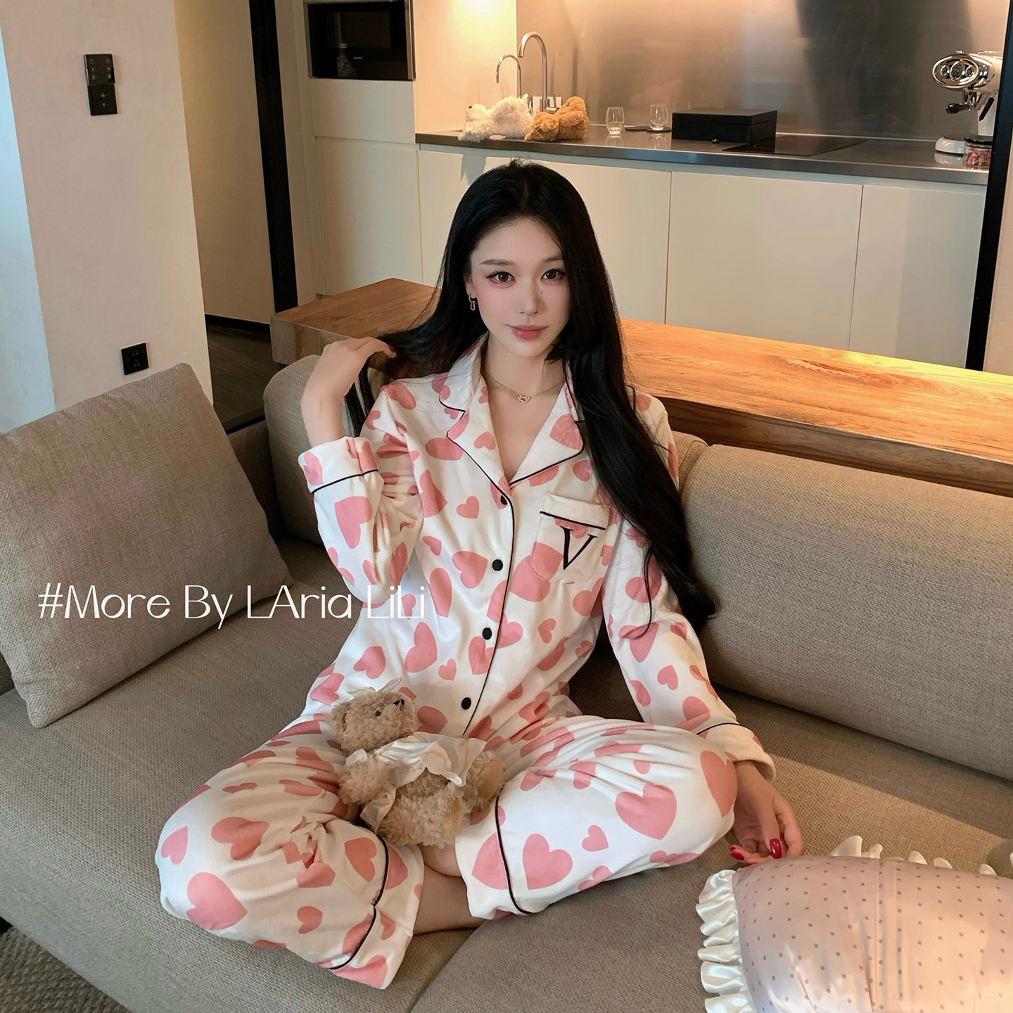 LAriaV家爱心睡衣女2025新款海岛绒秋冬款加绒冬季高级加厚家居服,淘宝优惠券,粉丝福利购,淘宝优惠卷