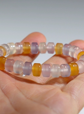 【精品】天然玛瑙手链 彩色算盘珠女款手串 楼叔孤品