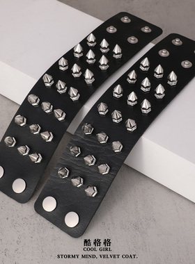 Y2K朋克手镯皮质铆钉手链手环亚文化配饰嘻哈街舞手圈男女生摇滚