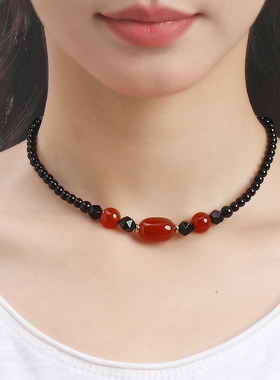 逸水红颜玛瑙女遮挡疤痕项链