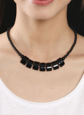 甲状腺术后遮疤项天然白石锁骨链