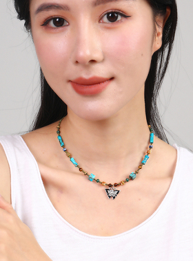 逸水红颜天然石女项链锁骨链