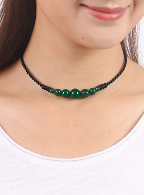 甲状腺术后遮挡疤痕玛瑙项链遮颈纹饰品百搭遮瑕锁骨链女短款夏季