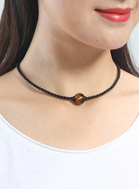 虎眼石锁骨链女短款路路通简单