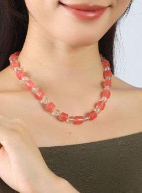 天然水晶项链民族风多巴胺锁骨链