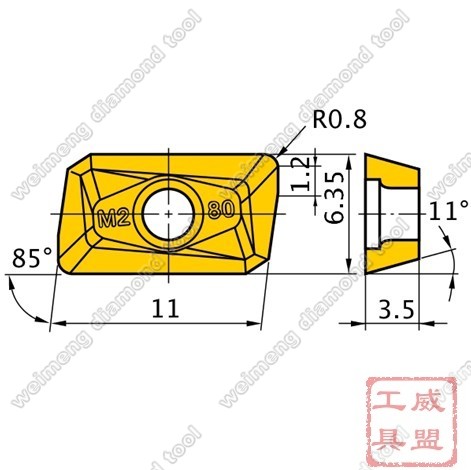 腾鑫金刚石铣刀片APKT1135PDFR/APMT1135 PCD/CBN碳化硼/高光铝用-图1