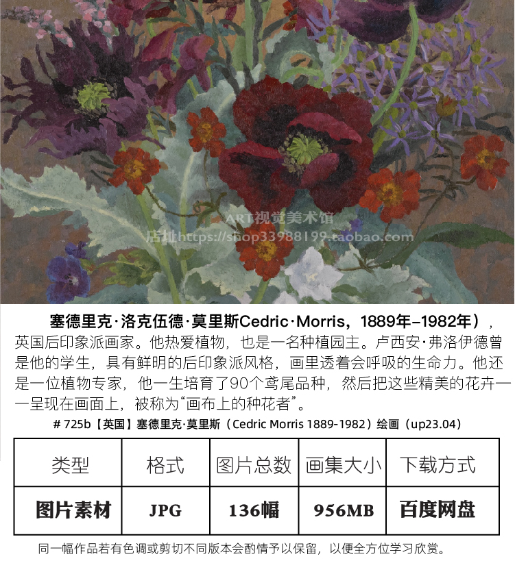 塞德里克·莫里斯 Cedric Morris油画花卉风景高清图大图画芯素材 - 图1