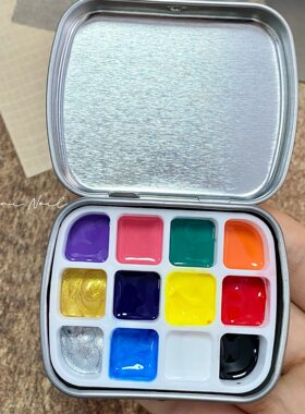美甲迷你调色盘12格便携分装盒
