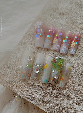 莫奈花园油画干花美甲材料包