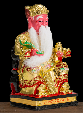 土地公神像树脂摆件家用香樟木雕供奉像福德正神佛像财神爷像招财