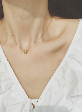 noble lady acc超级饰18k彩金项链女新款冷淡风细锁骨链小众吊坠