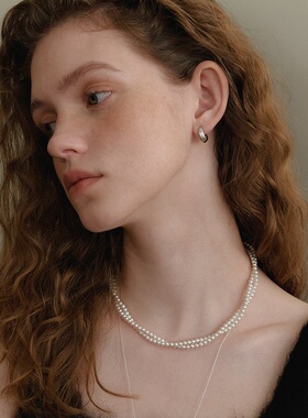 施家正圆珍珠缠绕双层叠戴项链