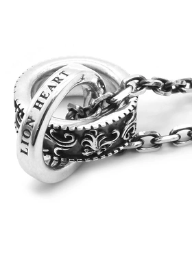 日本代购 LION HEART 鬃毛双环925潮男个性吊坠配饰项链