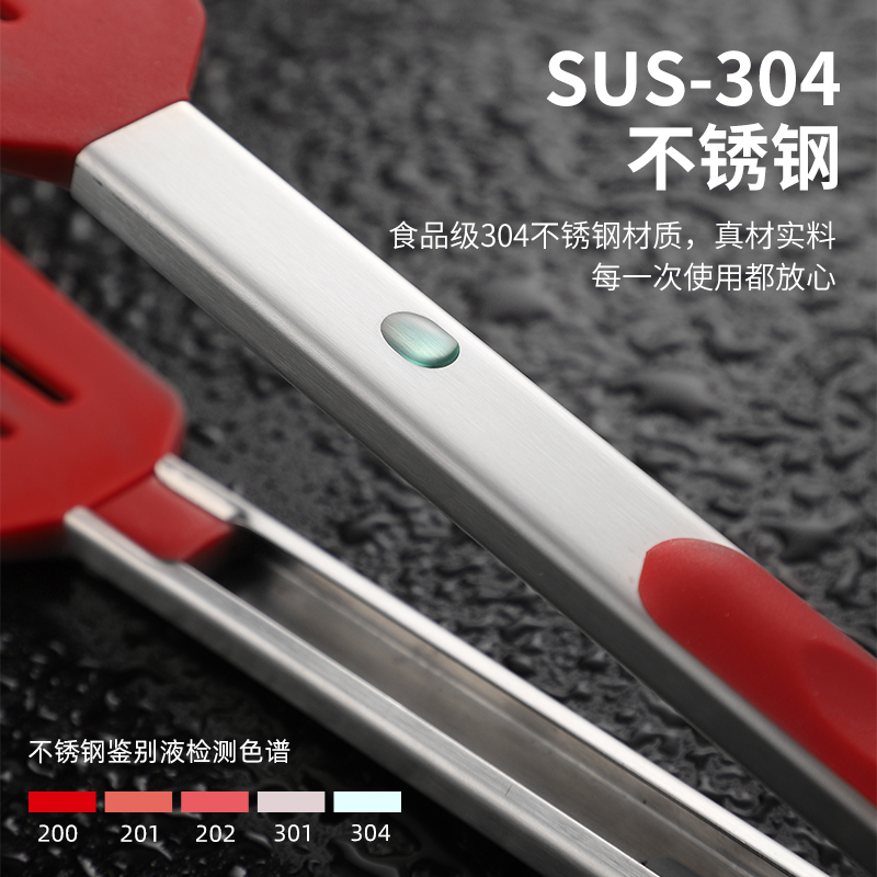 德国Daeden戴德304不锈钢牛排夹子硅胶食品水果面包烧烤家耐高温 - 图2